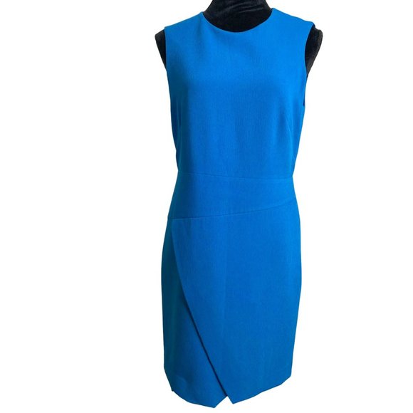 Ann Taylor Womens Sheath Dress with Crossover Skirt Blue Size 8 Office Career - Picture 1 of 8